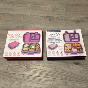 2 Bentgo Kids Lunch Box Set Leakproof Compartment in Blue Pink and Purple BNIB